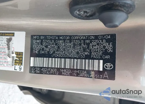 2004 Toyota Prius z USA, uszkodzony, nr VIN JTDKB20U340042153